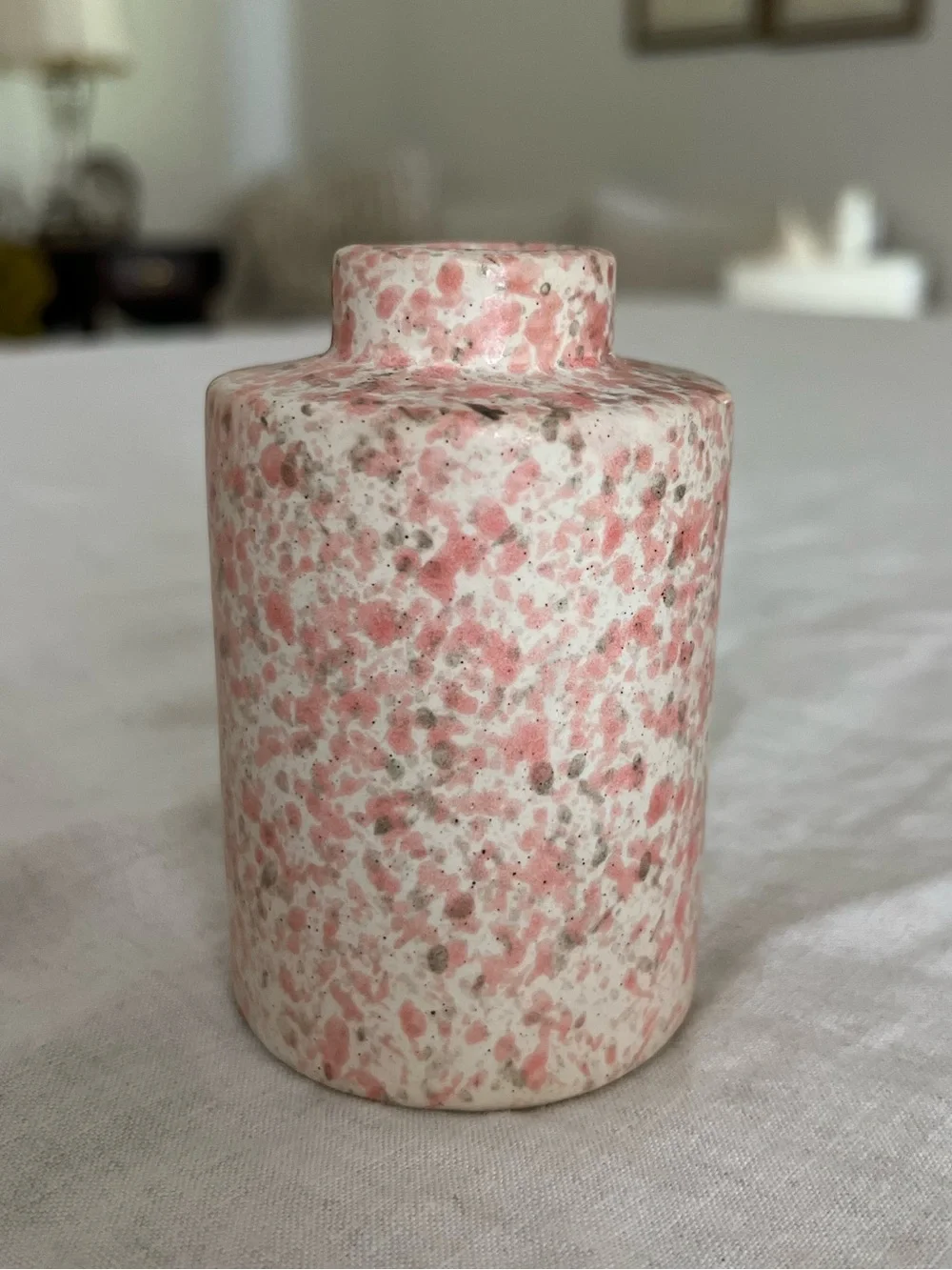 Speckled Pink Ceramic Decorative Bud Vase - 4.25”